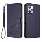 For Blackview A53 Embossed Heart Cat Leather Phone Case with Hand Strap(Blue) - 2