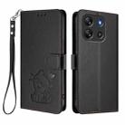 For Blackview Oscal Flat 1C Embossed Heart Cat Leather Phone Case with Hand Strap(Black) - 2
