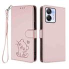 For Blackview Oscal Modern 8 / Color 8 Embossed Heart Cat Leather Phone Case with Hand Strap(Pink) - 2