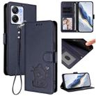 For Blackview Oscal Modern 8 / Color 8 Embossed Heart Cat Leather Phone Case with Hand Strap(Blue) - 1