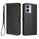 For Blackview Oscal Modern 8 / Color 8 Embossed Heart Cat Leather Phone Case with Hand Strap(Black) - 2