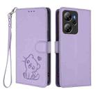 For Blackview Oscal Tiger 13 Embossed Heart Cat Leather Phone Case with Hand Strap(Light Purple) - 2
