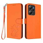 For Blackview Oscal Tiger 13 Embossed Heart Cat Leather Phone Case with Hand Strap(Orange) - 2