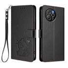 For Blackview Shark 8 / Oscal Tiger 12 Embossed Heart Cat Leather Phone Case with Hand Strap(Black) - 2