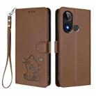 For BLU C9 Embossed Heart Cat Leather Phone Case with Hand Strap(Brown) - 2