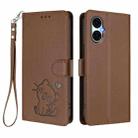 For BLU G53 Embossed Heart Cat Leather Phone Case with Hand Strap(Brown) - 2