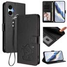 For BLU G53 Embossed Heart Cat Leather Phone Case with Hand Strap(Black) - 1