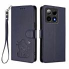 For Boost Mobile Summit 5G 2024 Embossed Heart Cat Leather Phone Case with Hand Strap(Blue) - 2