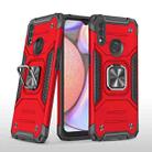 For Samsung Galaxy A10s Magnetic Armor Shockproof TPU + PC Case with Metal Ring Holder(Red) - 1