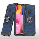 For Samsung Galaxy A20s Magnetic Armor Shockproof TPU + PC Case with Metal Ring Holder(Blue) - 1