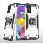 For Samsung Galaxy A51 Magnetic Armor Shockproof TPU + PC Case with Metal Ring Holder(Silver) - 1