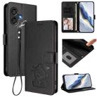For Coolpad Cool 40i Embossed Heart Cat Leather Phone Case with Hand Strap(Black) - 1