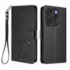 For Coolpad X100 Embossed Heart Cat Leather Phone Case with Hand Strap(Black) - 2