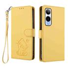 For Cricket Icon 6 / AT&T Verge Embossed Heart Cat Leather Phone Case with Hand Strap(Yellow) - 2