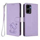 For Cricket Magic 2 5G / AT&T Propel 2 5G Embossed Heart Cat Leather Phone Case with Hand Strap(Light Purple) - 2