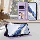 For Cubot A20 Embossed Heart Cat Leather Phone Case with Hand Strap(Light Purple) - 3