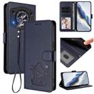 For Cubot A30 Embossed Heart Cat Leather Phone Case with Hand Strap(Blue) - 1