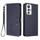 For Cubot Max 5 Embossed Heart Cat Leather Phone Case with Hand Strap(Blue) - 2
