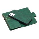 For iPhone 12 mini Skin Feel Detachable Magnetic Zipper Horizontal Flip PU Leather Case with Multi-Card Slots & Holder & Wallet & Photo Frame & Lanyard(Green) - 3