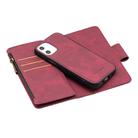 For iPhone 12 mini Skin Feel Detachable Magnetic Zipper Horizontal Flip PU Leather Case with Multi-Card Slots & Holder & Wallet & Photo Frame & Lanyard(Red) - 3
