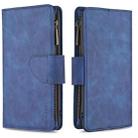 For iPhone 12 mini Skin Feel Detachable Magnetic Zipper Horizontal Flip PU Leather Case with Multi-Card Slots & Holder & Wallet & Photo Frame & Lanyard(Blue) - 1