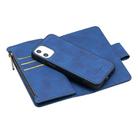 For iPhone 12 mini Skin Feel Detachable Magnetic Zipper Horizontal Flip PU Leather Case with Multi-Card Slots & Holder & Wallet & Photo Frame & Lanyard(Blue) - 2