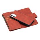 For iPhone 12 mini Skin Feel Detachable Magnetic Zipper Horizontal Flip PU Leather Case with Multi-Card Slots & Holder & Wallet & Photo Frame & Lanyard(Brown) - 2