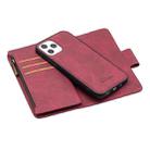 For iPhone 12 / 12 Pro Skin Feel Detachable Magnetic Zipper Horizontal Flip PU Leather Case with Multi-Card Slots & Holder & Wallet & Photo Frame & Lanyard(Red) - 3