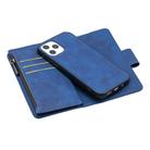 For iPhone 12 / 12 Pro Skin Feel Detachable Magnetic Zipper Horizontal Flip PU Leather Case with Multi-Card Slots & Holder & Wallet & Photo Frame & Lanyard(Blue) - 3