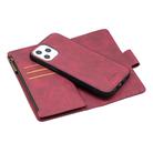 For iPhone 12 Pro Max Skin Feel Detachable Magnetic Zipper Horizontal Flip PU Leather Case with Multi-Card Slots & Holder & Wallet & Photo Frame & Lanyard(Red) - 3