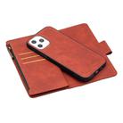 For iPhone 12 Pro Max Skin Feel Detachable Magnetic Zipper Horizontal Flip PU Leather Case with Multi-Card Slots & Holder & Wallet & Photo Frame & Lanyard(Brown) - 3