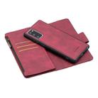 For Samsung Galaxy Note20 Skin Feel Detachable Magnetic Zipper Horizontal Flip PU Leather Case with Multi-Card Slots & Holder & Wallet & Photo Frame & Lanyard(Red) - 3