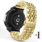 For  Amazfit T-Rex 3 Seven Beads Butterfly Buckle Stainless Steel Watch Band(Gold) - 1