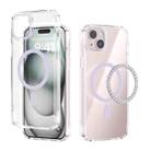 For iPhone 15 Plus ABEEL MagSafe Magnetic Color Ring Anti-scratch Transparent Phone Case(Purple) - 1