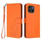 For Doogee Blade GT Embossed Heart Cat Leather Phone Case with Hand Strap(Orange) - 2