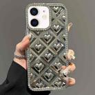 For iPhone 12 Electroplated Heart 3D Embossed Diamond TPU Phone Case(Silver) - 1
