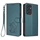 For Oukitel C1 / C1 Pro Embossed Heart Cat Leather Phone Case with Hand Strap(Dark Green) - 2