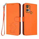 For Oukitel C33 Embossed Heart Cat Leather Phone Case with Hand Strap(Orange) - 2