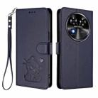 For Oukitel C37 Embossed Heart Cat Leather Phone Case with Hand Strap(Blue) - 2
