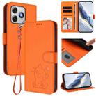 For Ulefone Note 18 Ultra / 18 Pro Embossed Heart Cat Leather Phone Case with Hand Strap(Orange) - 1
