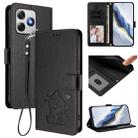For Ulefone Note 18 Ultra / 18 Pro Embossed Heart Cat Leather Phone Case with Hand Strap(Black) - 1