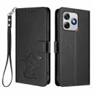 For Ulefone Note 18 Ultra / 18 Pro Embossed Heart Cat Leather Phone Case with Hand Strap(Black) - 2