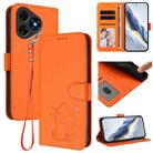 For Ulefone Note 19 Embossed Heart Cat Leather Phone Case with Hand Strap(Orange) - 1