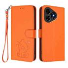 For Ulefone Note 19 Embossed Heart Cat Leather Phone Case with Hand Strap(Orange) - 2