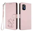 For Umidigi Bison X20 Embossed Heart Cat Leather Phone Case with Hand Strap(Pink) - 2