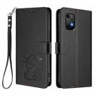 For Umidigi Bison X20 Embossed Heart Cat Leather Phone Case with Hand Strap(Black) - 2