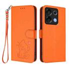 For Umidigi G9 5G / Note 9 5G Embossed Heart Cat Leather Phone Case with Hand Strap(Orange) - 2