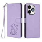 For Umidigi G100x Embossed Heart Cat Leather Phone Case with Hand Strap(Light Purple) - 2