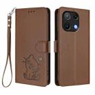 For Umidigi Note 90 Embossed Heart Cat Leather Phone Case with Hand Strap(Brown) - 2