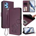 For Umidigi Power 7 Max Embossed Heart Cat Leather Phone Case with Hand Strap(Dark Purple) - 1